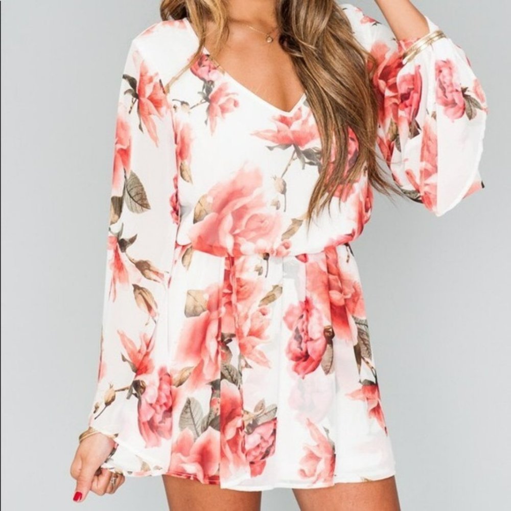 Runaway Mini Dress, Floral Rose - M
